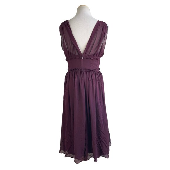 J Crew Silk Dress Size 6 Purple Chiffon Empire Waist Sleeveless Cocktail - Picture 4 of 5